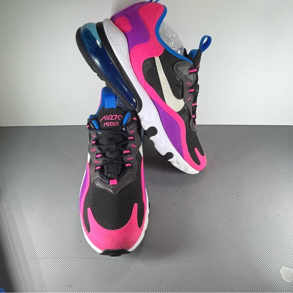 NIKE AIR MAX 270 REACT GS Hyper Pink / Vivid Purple BQ0101 001 Size 7Y - Picture 3 of 6